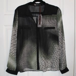 High Secret Green and Black Blouse